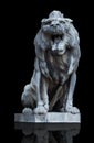 Hungary. Budapest. A large stone lion, growls open its mouth Royalty Free Stock Photo