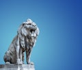 Hungary. Budapest. A large stone lion, growls open its mouth Royalty Free Stock Photo