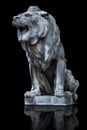 Hungary. Budapest. A large stone lion, growls open its mouth Royalty Free Stock Photo