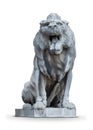 Hungary. Budapest. A large stone lion, growls open its mouth Royalty Free Stock Photo