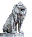 Hungary. Budapest. A large stone lion, growls open its mouth Royalty Free Stock Photo