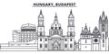 Hungary, Budapest line skyline vector illustration. Hungary, Budapest linear cityscape with famous landmarks, city
