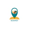 Budapest city cool skyline logo illustration