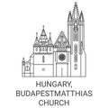 Hungary, Budapest, Matthias Church travel landmark vector illustration