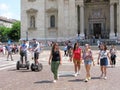 Hungary, Budapest, people, next to St. Stephen`s Basilica