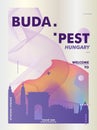 Hungary Budapest skyline city gradient vector poster