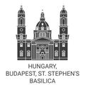 Hungary, Budapest, St. Stephen's Basilica travel landmark vector illustration