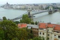 Hungary, Budapest, views of the Chain Bridge from Castle Hill Royalty Free Stock Photo