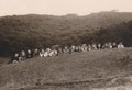 HUNGARY CIRCA 1930`s Young Ladies with Franciscan at a Student`s Camp