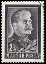 Stamp printed in Hungary shows portrait of Stalin