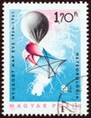 HUNGARY - CIRCA 1965: A stamp printed in Hungary from the `International Quiet Sun Year` issue shows Weather balloon, circa 1965.