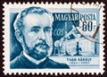 HUNGARY - CIRCA 1954: A stamp printed in Hungary from the `Scientists` issue shows chemist Than Karoly 1834-1904