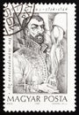 HUNGARY - CIRCA 1989: A stamp printed in Hungary shows Andreas Vesalius dissection, circa 1989. Royalty Free Stock Photo