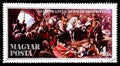 HUNGARY - CIRCA 1986: Stamp printed by Hungary, shows Recapture of Buda Castle, by Gyula Benzcur Royalty Free Stock Photo