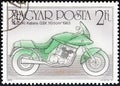 HUNGARY - CIRCA 1985: A stamp printed in Hungary shows Suzuki Katana GSX 1100, 1983, circa 1985.