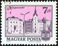 HUNGARY - CIRCA 1973: A stamp printed in Hungary shows a view of Kaposvar, circa 1973. Royalty Free Stock Photo