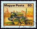 HUNGARY - CIRCA 1979: A stamp printed in Hungary shows Siemens\'s electric locomotive, 1879, circa 1979.