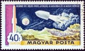 HUNGARY - CIRCA 1969: A stamp printed in Hungary shows Flight to the Moon after Jules Verne, circa 1969.
