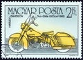 HUNGARY - CIRCA 1985: A stamp printed in Hungary shows Harley-Davidson Duo-Glide, 1960, circa 1985.