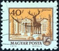 HUNGARY - CIRCA 1972: A stamp printed in Hungary shows the main square of Szarvas, circa 1972. Royalty Free Stock Photo