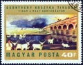 HUNGARY - CIRCA 1973: A stamp printed in Hungary shows `Storm over Hortobagy Puszta`, circa 1973.