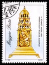 HUNGARY - CIRCA 1990: A stamp printed in Hungary, shows Table Clock by Hans Schmidt, 1643, with the same inscription