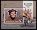 Stamp printed in Hungary shows Martin Luther Royalty Free Stock Photo