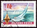 HUNGARY - CIRCA 1968: A stamp printed in Hungary shows yachts and buoy, Balatonalmadi, circa 1968. Royalty Free Stock Photo