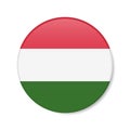 Hungary circle button icon. Hungarian round badge flag. 3D realistic isolated vector illustration