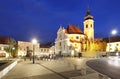 Hungary city Gyor, Carmelite Church at night