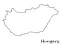 Hungary country borders shape contour.