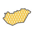 Hungary country map with bitcoin crypto currency logo Royalty Free Stock Photo