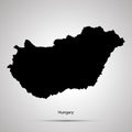 Hungary country map, simple black silhouette on gray