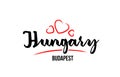 Hungary country with red love heart and its capital Budapest creative typography logo design