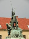 Hungary, Eger, Istvan Dobo Square, statue of Istvan Dobo Royalty Free Stock Photo