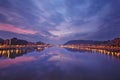 Hungary. Evening panorama of Budapest at sunset. Royalty Free Stock Photo