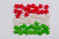 Hungary flag made of little colorful sprinkles candy