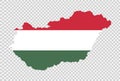 Hungary flag  on map isolated  on png or transparent  background,Symbol of Hungary,template for banner,advertising, commercial, Royalty Free Stock Photo