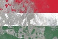 Hungary flag on scratched old grunge texture background Royalty Free Stock Photo