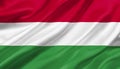 Hungary flag waving with the wind, 3D illustration.