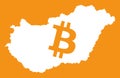Hungary map with bitcoin crypto currency symbol illustration Royalty Free Stock Photo