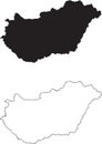 Hungary Map. Black silhouette country map isolated on white background. Black outline on white background. Vector file Royalty Free Stock Photo