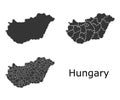 Hungary map with regional division Royalty Free Stock Photo