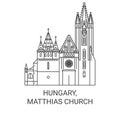Hungary, Matthias Church travel landmark vector illustration