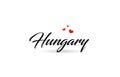 Hungary name country word with three red love heart. Creative typography logo icon design Royalty Free Stock Photo