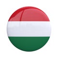 Hungary national flag badge, nationality pin 3d rendering