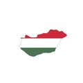 Hungary national flag in a shape of country map