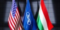 Hungary, NATO and USA flags - 3D illustration