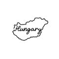 Hungary outline map with the handwritten country name. Continuous line drawing of patriotic home sign