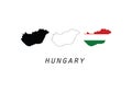 Hungary outline map national borders